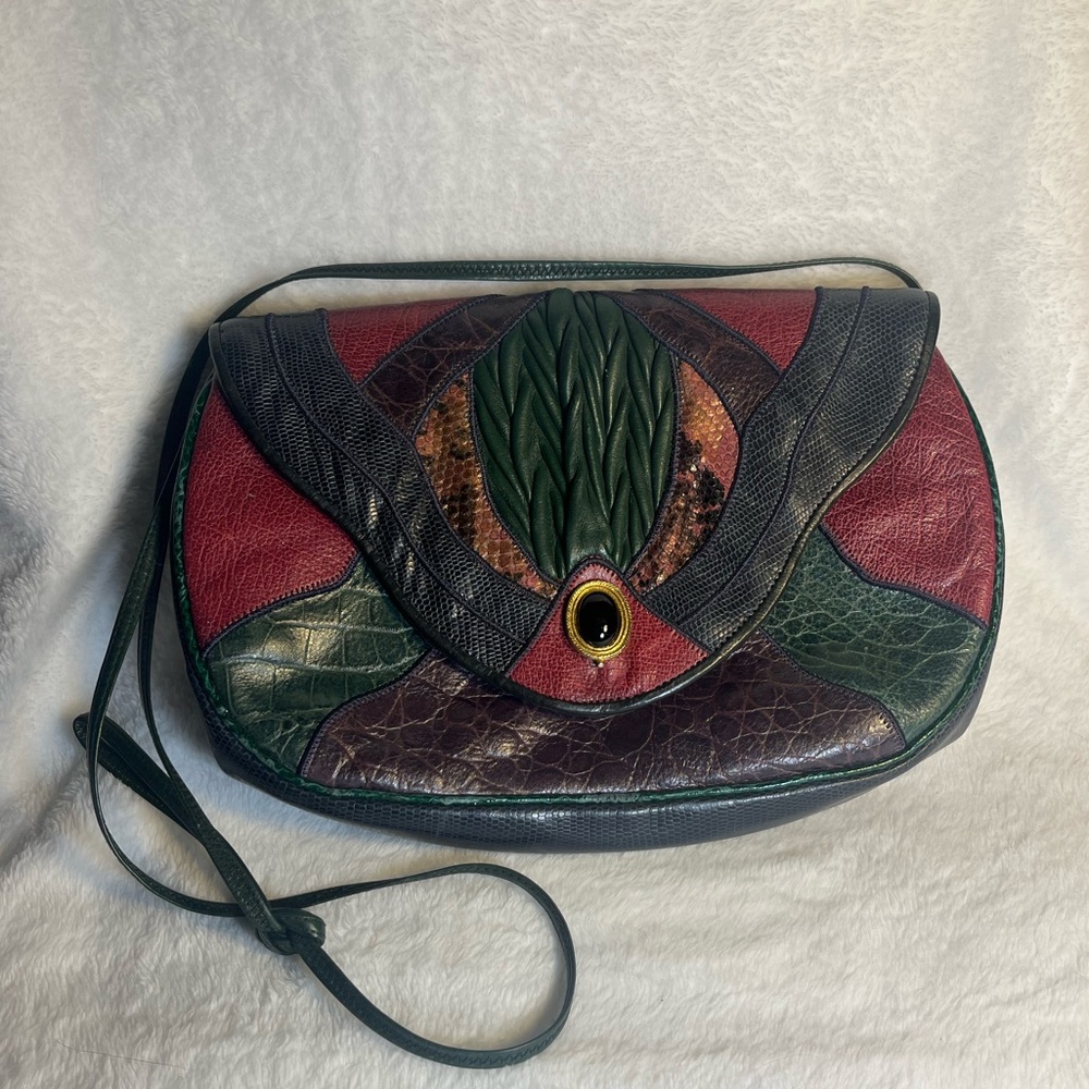 Vintage Sharif Leather Patchwork Pattern Handbag - image 1